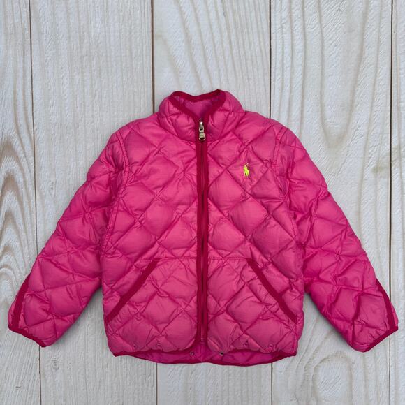 Polo Ralph Lauren Toddler Girls 4T Water-Repellent Duck Down Jacket Pink - Picture 1 of 9